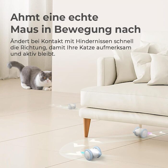 Cheerble інтерактивна іграшка для котів, електрична миша з LED-підсвіткою, автоматична, USB-зарядка, для домашніх котів, подарунок для кошенят (синя)