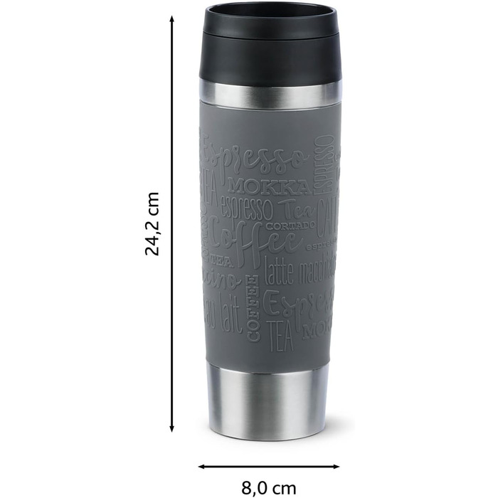 Термокружка Emsa N20220 Travel Mug Classic, 0.5 л, нержавіюча сталь, 6 год гаряча, 12 год холодна, герметична, для подорожей