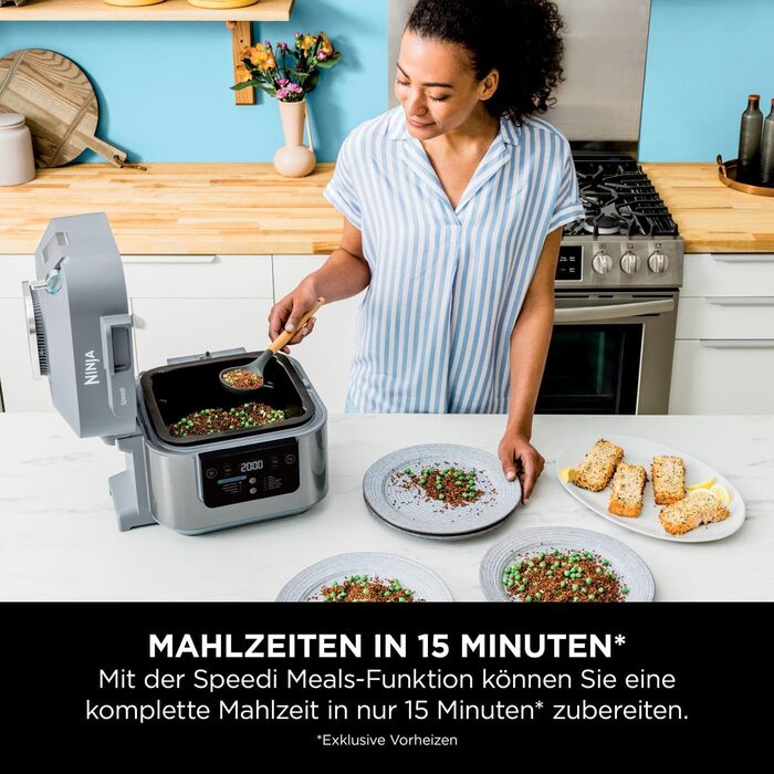 Ninja Speedi Multi-Cooker, 5.7L, 10-in-1 MultiCooker, Air Fryer Hot Air Fryer, Slow Cooker Slow Cooking, Gift for Men/Women, Sea Salt Grey ON400EU 10-in-1 Sea Salt Grey