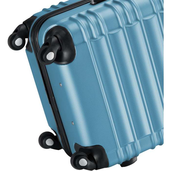 Набір валіз Zelsius 4 шт. рожевий колір | ABS, з кодовим замком, 4 колеса, внутрішня перегородка | Ручна валіза, набір валіз, Trolley, велика валіза (сталево-блакитний)