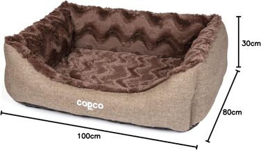 Ортопедичне ліжко для собак CopcoPet Pia – зручне та м'яке, з віскоеластичною піною – миється, не слизьке, легке у догляді – для маленьких собак (100 x 80 см, бежеве)