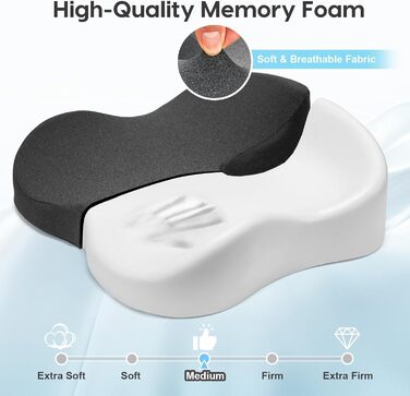 Ергономічна подушка для сидіння на стілець з Memory Foam: для офісу, дому, подорожей. 3D дизайн, дихаючий чохол, антиковзке покриття