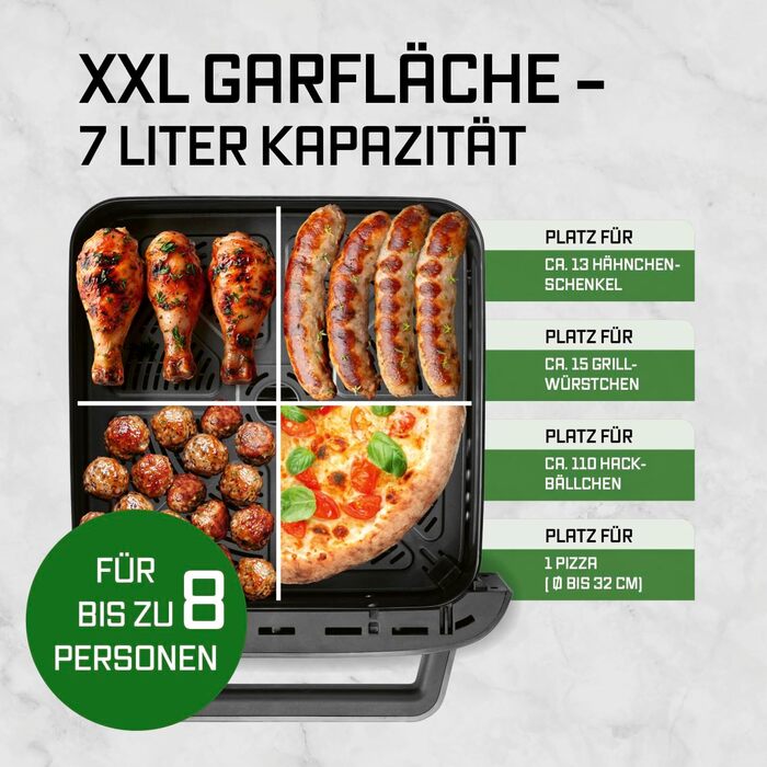 Фритюрниця повітряна GOURMETmaxx AirGenius, 9 л (2 x 4,5 л) з 8 програмами | 2 камери для одночасного приготування | Сенсорний дисплей, для 8 осіб
