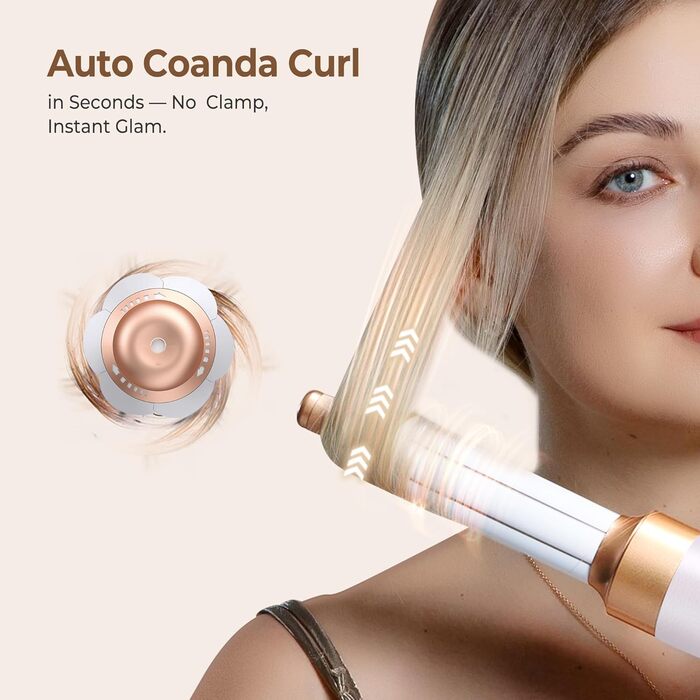 Haarföhn Airstyler UKLISS Pro7 в 1: Набір для укладки волосся з іонізацією, автоматичною локонами, термощіткою та Airflow, білий