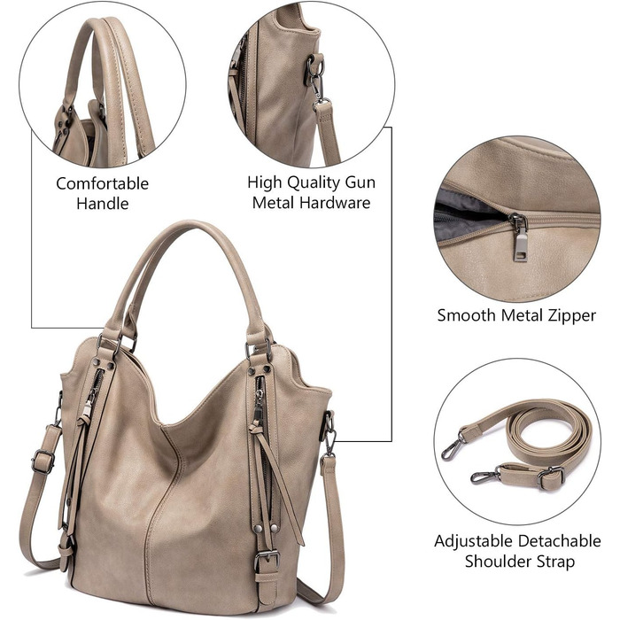 Комплект жіночих сумок Realer: велика шопер-сумка з натуральної шкіри, сумка через плече та гаманець для офісу, школи, покупок, подорожей, колір хакі