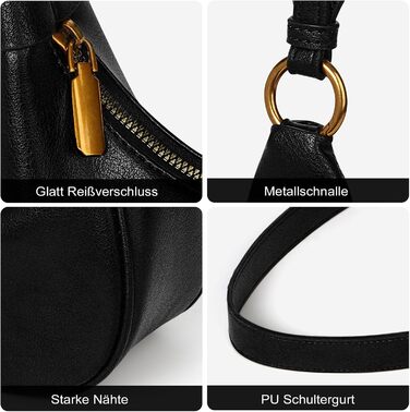 Сумка жіноча GSenhui Y2K маленька елегантна Hobo через плече з PU шкіри чорного кольору для подорожей