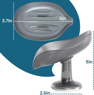 Набір мильниць з піддоном TAILI, 2 шт., сірий колір, витримують до 5 кг, без свердління, для ванної кімнати та кухні