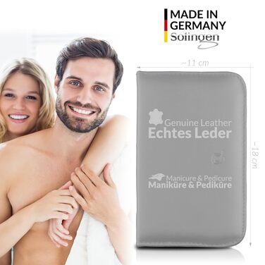 Набір для манікюру та педикюру marQus Solingen Mega 12 частин - Елегантний кейс з натуральної шкіри сірого кольору