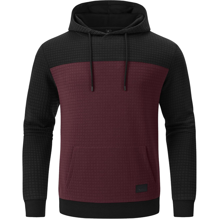 Чоловічий худі YuKaiChen з нашивками, джгут, капюшон, колірний блок, світшот з кишенями, хакі-білий-армійський колір (M, чорний-вишневий)