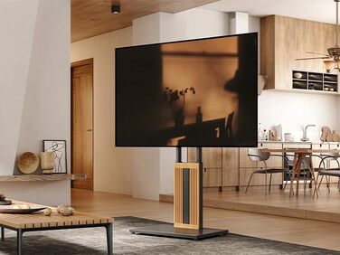 Підставка для телевізора FITUEYES Zen Series Black - дерев'яна, поворотна, регульована по висоті (32-65 дюймів)