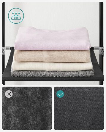 SONGMICS Wardrobe, Clothes Closet, 45 x 170 x 167 cm, 4 Hanging Shelves, with Shelves, 4 Side Pockets, Lots of Space, for Bedroom, Living Room, Black RYG094B02