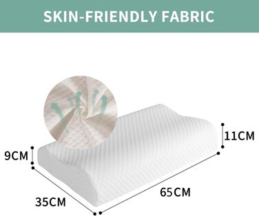Good Night Memory Foam Cervical Orthopedic Neck Support Ergonomic Pillow Contour Groove Pillow for Neck Pain Side Sleepers (65 * 35 * 11/9)
