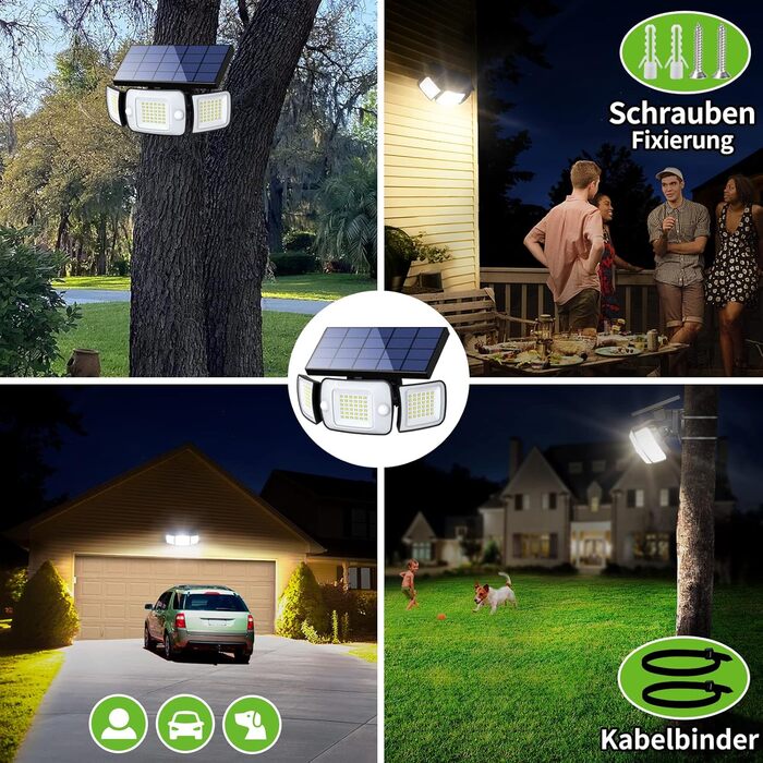 INTELAMP Solar Lights for Outdoors with Motion Sensor, 6000 mAh Outdoor Solar Lights 108 LED Solar Lamp Outdoor Ideal for Patio, Porch, Garage, Yard, Streets, IP65 Waterproof