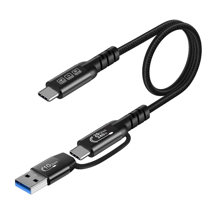Кабель USB-C 200см: USB 3.2 Gen 2x2, 20 Гбіт/с, 5A/240W, PD3.1, 8K@60Hz, Thunderbolt 3/4, сумісний з MacBook Pro, Samsung