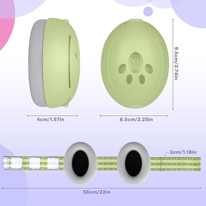 Навушники для захисту від шуму для малюків 0-36 місяців, високоякісні дитячі навушники з регульованим антиковзким обручем, ідеальні для повсякденного використання, сну та подорожей (зелені)