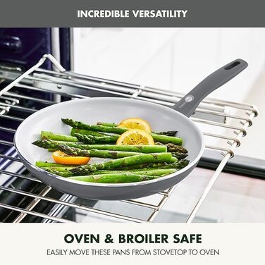 Набір кухонного посуду GreenPan Dover Ceramic Antihaft, 12 предметів, без PFAS, придатний для миття в посудомийній машині, комфортні ручки, кремово-білий