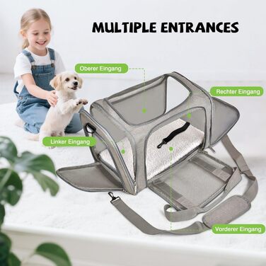 Транслювач для собак та котів ALLSOPETS, складаний, м'який, сірий, для подорожей, походів, кемпінгу