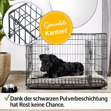 Складана переносна собача будка ZooPrinz з міцного металу – клітка для собак з 2 дверцятами, піддон, ручка для перенесення, 4 розміри (77,5 x 48,5 x 55,5 см)