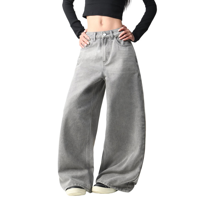 Джинси жіночі Damen Vintage Baggy, широкі, стиль Y2K 90-х, сірі (B25 Grau, XS)