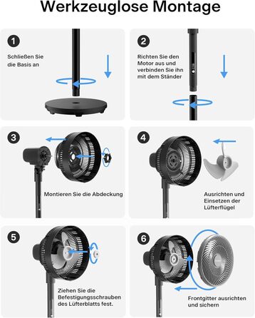 Турбовентилятор PELONIS з пультом керування, дисплеєм, 3D циркуляцією, 36.5dB, 10м повітряний потік, регульована висота 60/111см, 4 швидкості з таймером, знімний захист, поворотний, 92см, чорний