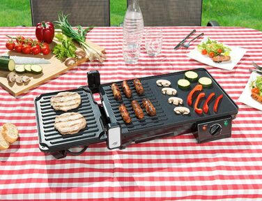 Rosenstein & Söhne 2-in-1 Electric Table Grill with Contact Grill & Grill Plate - 2000W