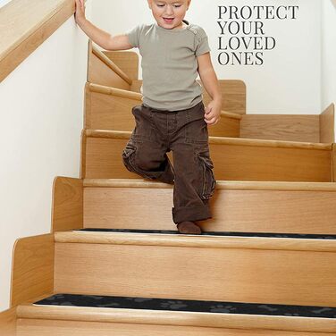 GOYLSER Non-Slip Wooden Stair Treads - Felt Self-Adhesive Stair Mats - 15 Piece Set (76x20cm)