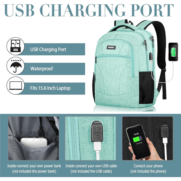 Рюкзак BIKROD для чоловіків та жінок, шкільний рюкзак для хлопчиків та дівчаток-підлітків, 15.6