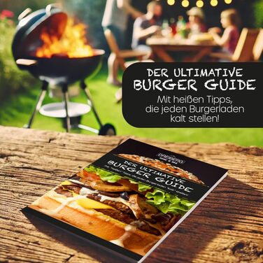 Набір для приготування бургерів DREIBERG® з нержавіючої сталі (9 предметів): шпатель, дзвоники для плавлення сиру, прес, сматчер, дозатор спецій, рецепти та папір для випікання