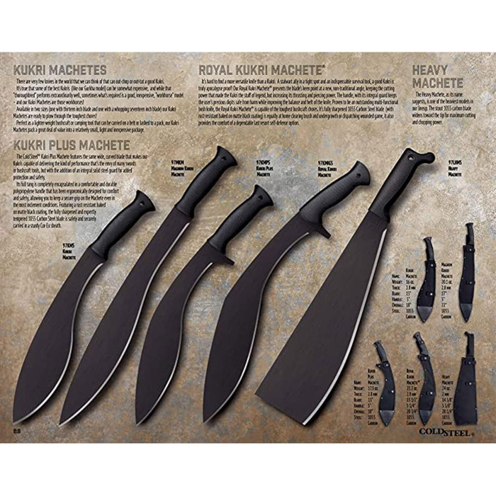 Мачете Cold Steel Kukri Plus із загартованої сталі для туризму та виживання