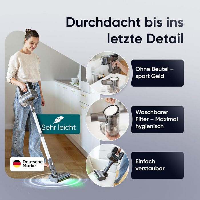 Акумуляторний пилосос 3-в-1 з LED-дисплеєм та індикатором заряду акумулятора | Безщіткова турбощітка для видалення шерсті тварин | Бездротовий пилосос-комлект без мішка для авто, килима та дому