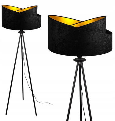 Підлоговий торшер Glimex з абажуром, патрон E27, 60 Вт, чорний з жовтим