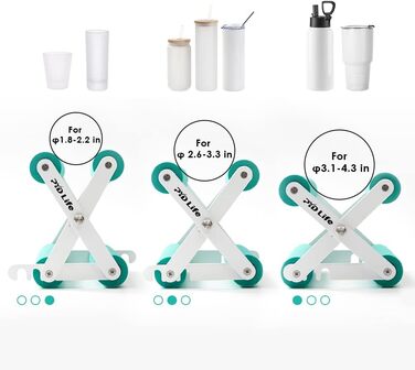 PYD Life Cup Holder for Crafts, Vinyl, Mint Green, with Foam Measurements, Two Angles, Adjustable for Cups, Mugs, Bottles, Epoxy Crafting