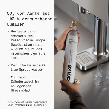 Aarke Carbonator 3 - Содовий апарат з нержавіючої сталі матового чорного кольору з 2 пляшками PET 1л без BPA для газування води з крана. Сумісний з CO2 балонами 60л