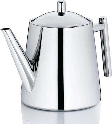 Kela Teapot with infuser, stainless steel teapot 1.7 l ANCONA, teapot for loose leaf tea and tea bags, tea maker, silver