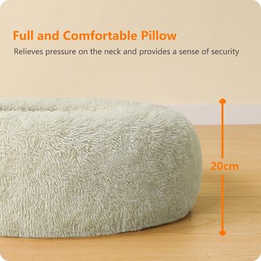 Ортопедичне ліжко для собак, круглий пуф-кіготник, софа для котів та собак, м'яке ліжко-кошик, можна прати, діаметр 100 см, бежеве (100 x 100 x 20 см)