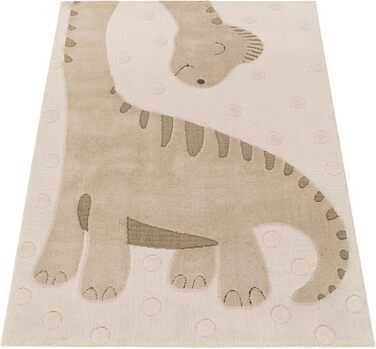 Дитячий килим Paco Home Kinderteppich 80x150 см, бежевий з левами, 3D ефект, м'який, гіпоалергенний, для дитячої кімнати