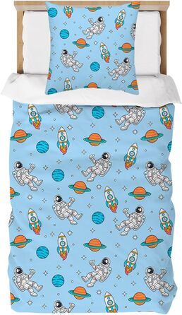 Комплект постільної білизни для дитячого ліжечка DJDEA 100x135 см - Динозаври, м'яка мікрофібра, 2 шт. (з наволочкою 40x60 см)