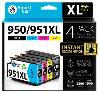 Комплект картриджів Smart Ink для HP 950XL та 951XL (чорний, блакитний, пурпуровий, жовтий) для принтерів HP Officejet Pro 8100, 8600, 8615, 8616, 8620, 8640, висока ємність