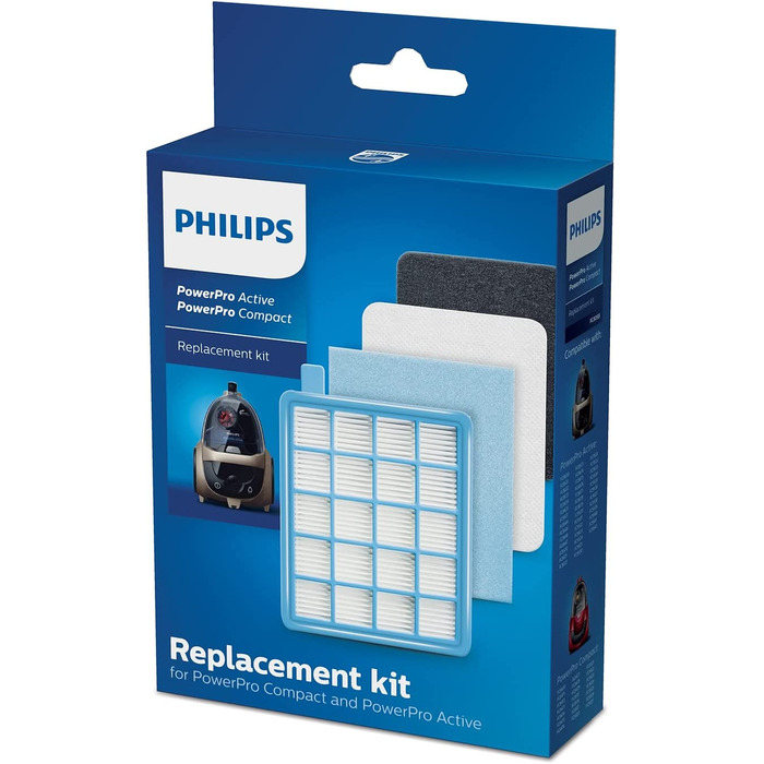 Philips PowerPro Compact/PowerPro Active Replacement Set – 4 Replacement Filters (FC8058/01)