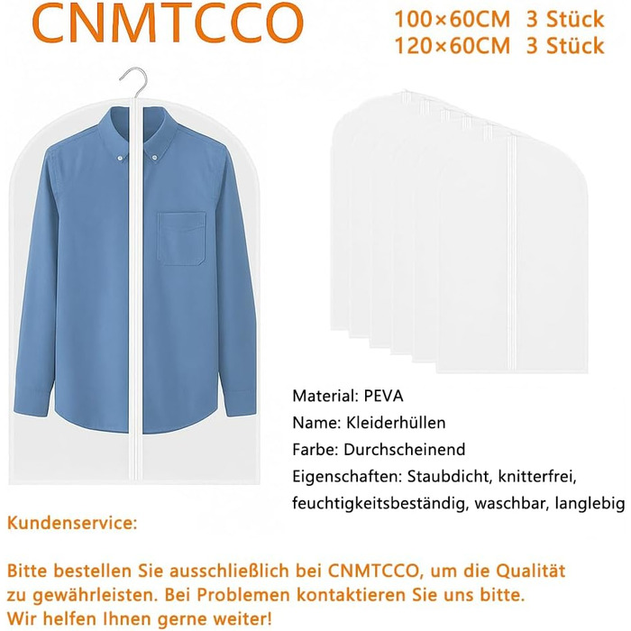 Набір мішечків для одягу CNMTCCO, 6 шт., 60x100 см та 60x120 см, прозорі, захист від пилу та вологи