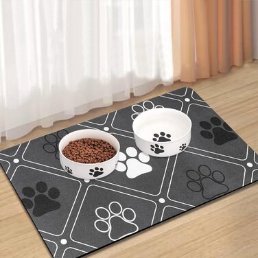 Килимок для тварин, надпоглинувач, для собак та котів, з неслизькою гумовою основою, швидковисихаючий, миючий, 40 x 60 см, 2 пари малюнків лап, чистий (в клітинку)