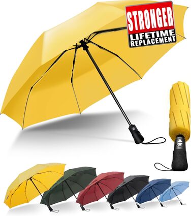 Компактний дорожній парасолька великого розміру, стійкий до сильного вітру – автоматичний кишеньковий парасолька для чоловіків та жінок, жовтий, 106 см