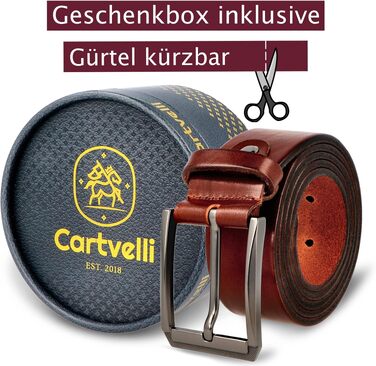 Шкіряний ремінь чоловічий Premium Made in Germany, натуральна шкіра, 40мм, каштановий коричневий, з подарунковою коробкою