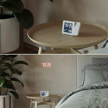 Braun Digital Radio Projection Clock for Central European Time Zone (DCF) with Negative LCD Display, Quick Set and White Alarm Beep, BC15W-DCF.