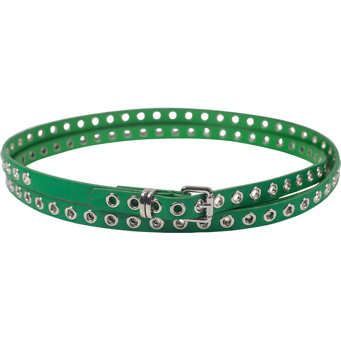 Жіночий пояс-перетягувач з прорізними заклепками та срібною застібкою, ширина 1,5 см (зелений)