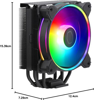 Cooler Master Hyper 212 Halo: Кулер для CPU з RGB підсвічуванням, чорний, LGA1700 & AM5, 4 теплові трубки