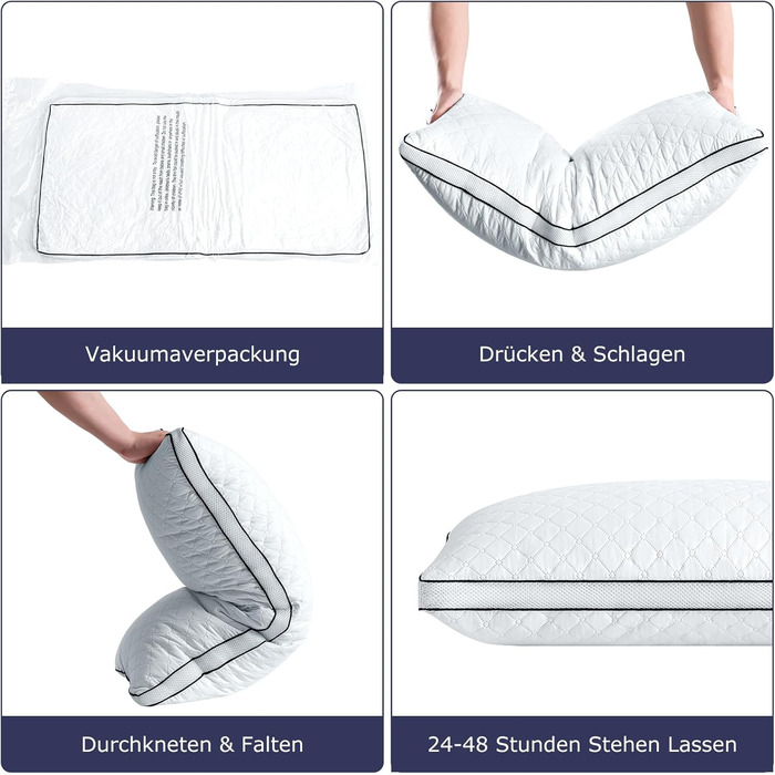 Slybear Pillowcase 40x80 cm 2-Pack, Orthopedic Side Sleeper Pillow with Premium Filling, Breathable Neck Pillow, Sleeping, Sitting, Bed, Sofa Pillow for Allergy Sufferers - Soft and Supportive, Washable