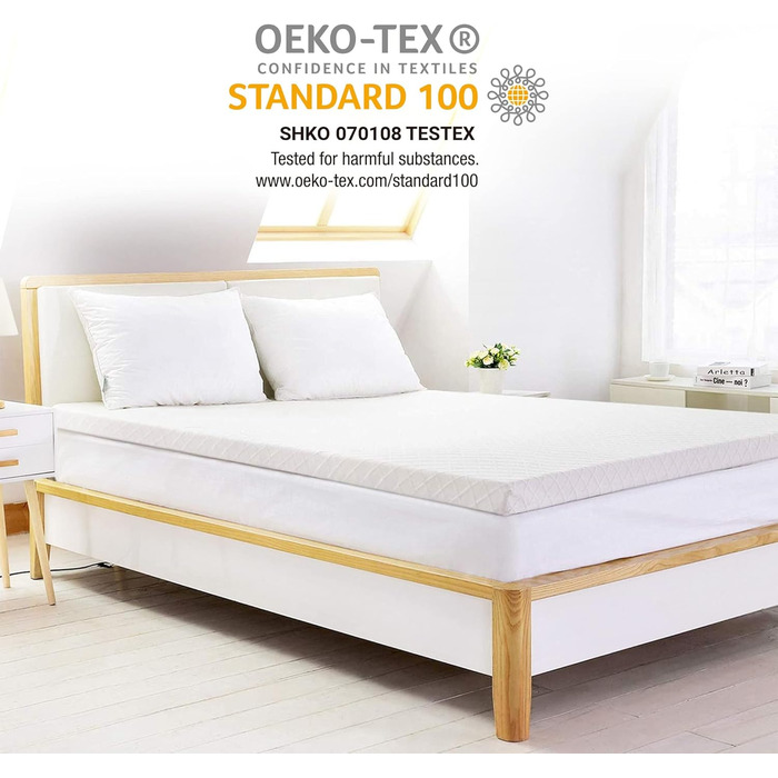 RECCI Mattress Topper Cover, Bamboo Breathable Topper Protector, Anti-Allergy and Dust Mite Resistant, Fits 4-6 cm Height Mattress Toppers [90 x 200]