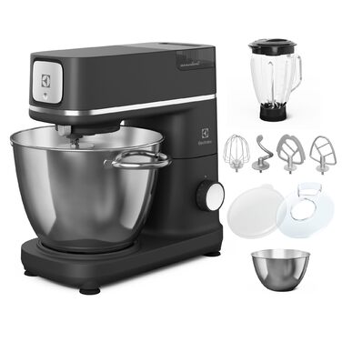 Тістоміс для хліба Electrolux EKM5570 з нержавіючої сталі, 1200 Вт, 10 швидкостей, з вінчиком та кришкою, Black Pearl (Стаціонарний міксер)