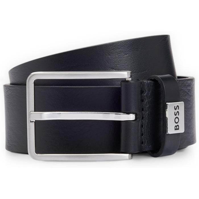 Чоловічий шкіряний ремінь BOSS Elio з логотипом, чорний